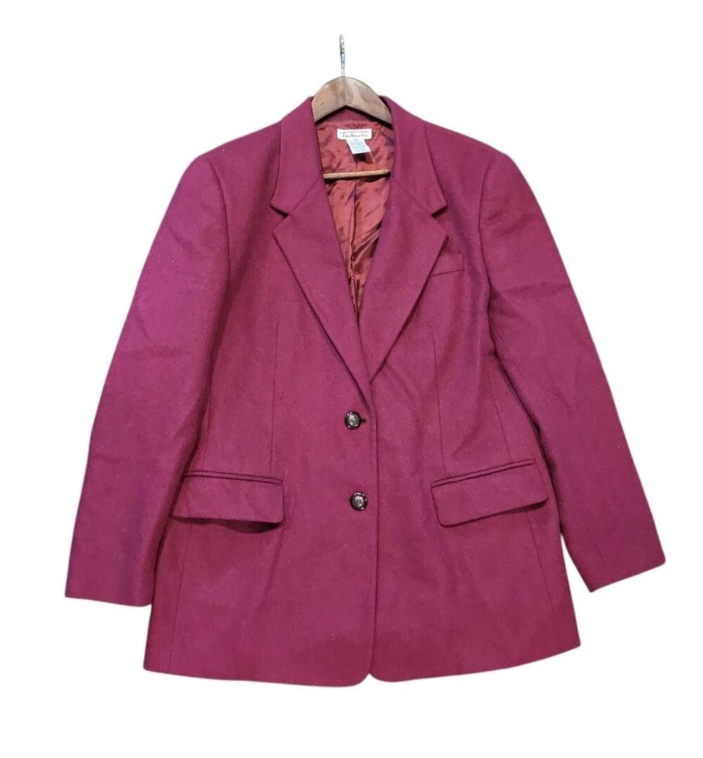 Vintage Talbots Blazer Women's 14 Berry Red Camel Hair Soft Academia Business